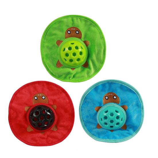 Pet Squeaky Flying Disc Dog Treat Dispenser Puppy Teething Crinkle Toy Interactive Fetch Toy for Dog Training Entertainment