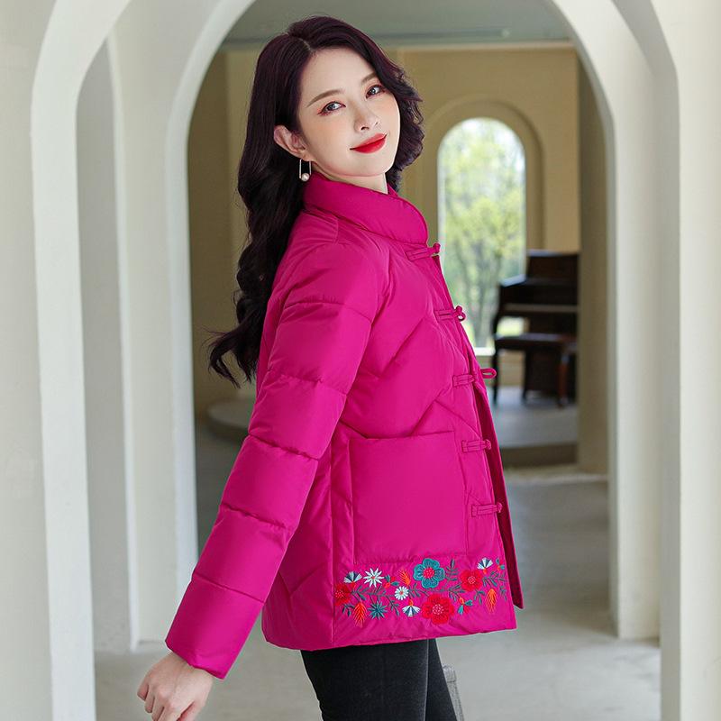 Thickened Cotton-padded Clothes Women's Short Winter New Middle-aged Mother Clothes Embroidered Retro Down Cotton-padded Jackets Women