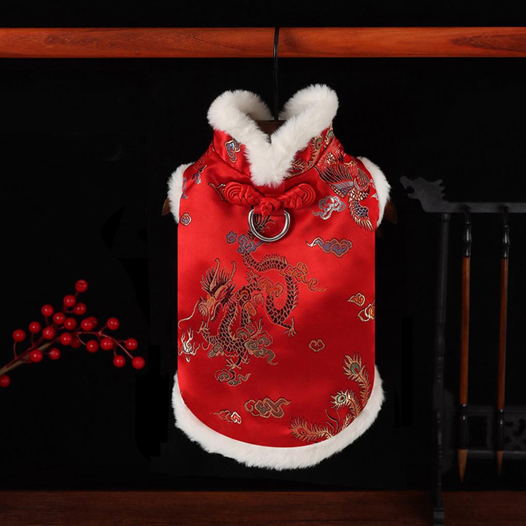 Pet Thickened Cloaks Chinese New Years Dog Clothes Winter Warmth Costume for New Year Celebrations