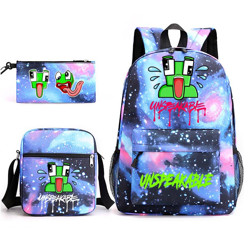 Zaino Inspeakable Set da 3 Pezzi, Zaino Studente di Grande Capacità con Borsa Pranzo e Astuccio, Resistente all'Acqua, Durevole