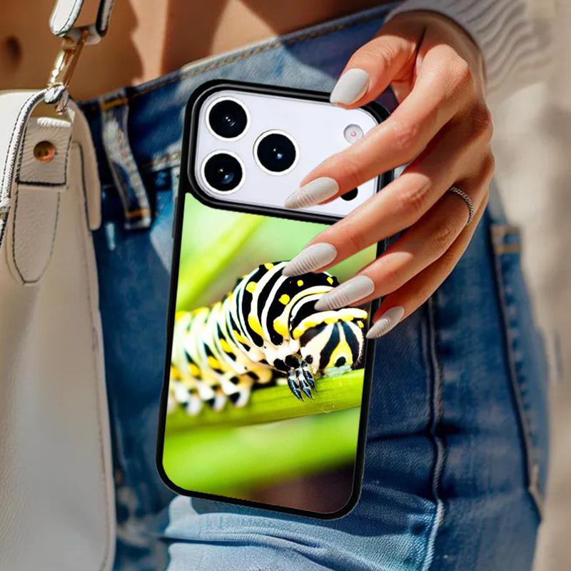Caterpillar Insect Butterfly Phone Case For iPhone 17 Air 14 15 13 12 Max Cover For Apple 14 15 16 16e 11 Pro Max Plus Coque