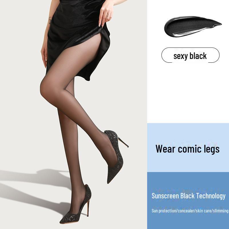 Autumn Women's Sheer Black Anti-Snag Pantyhose - Durable & Sexy for a Bare Legs Look