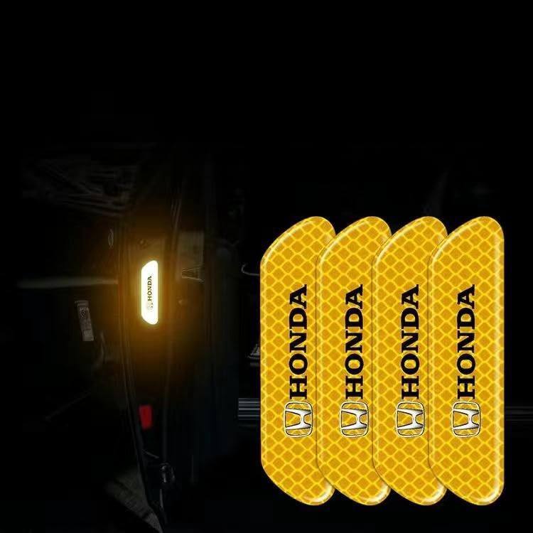 

(ШАН) Универсальные светоотражающие наклейки на автомобиль Honda, Предупреждающие наклейки для предотвращения столкновений при открытии двери, Светоотражающие наклейки на двери автомобиля, 4 шт. Задний декор