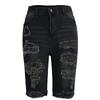 Damen Skinny Trend Ripped Lässige Mode Kleine Fuß Fünf-Viertel Jeans