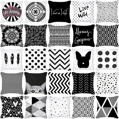 Black White Cushion Cover Modern Simple Style Geometric Print Pillow Cover Home Decoration Throw Pillow Cover for Sofa