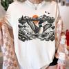 Loon Lake Sunset Shirt, Common Loon Graphic Tee, Vintage Nature Bird Shirt, Wildlife Lover Gift, Outdoors Adventure Top