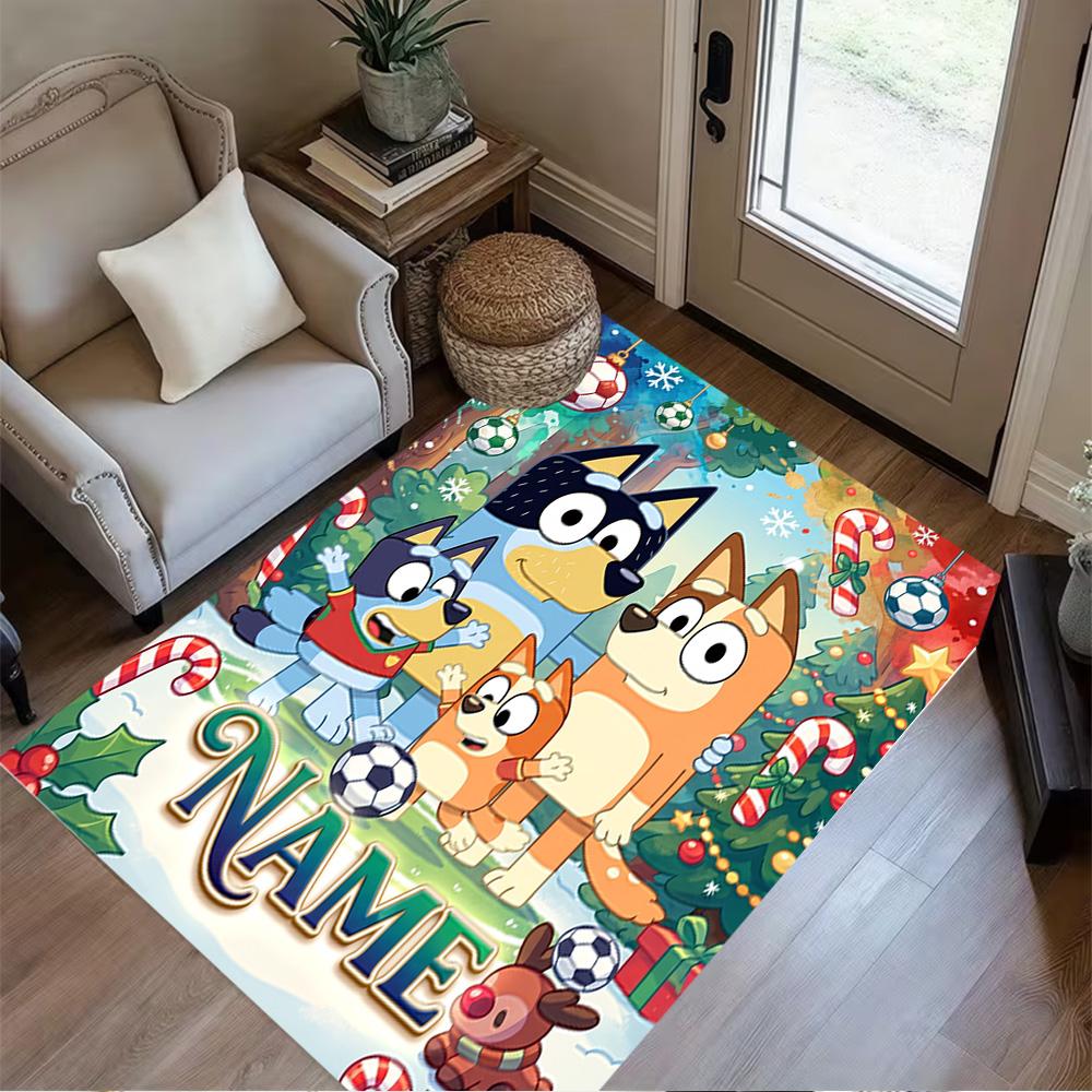 Bluey Adventures Customize Text Area Rug Perfect for Study room Foyer Dormitory Kitchen Antislip Carpet Office home decor Perfect Gift for Women/Men