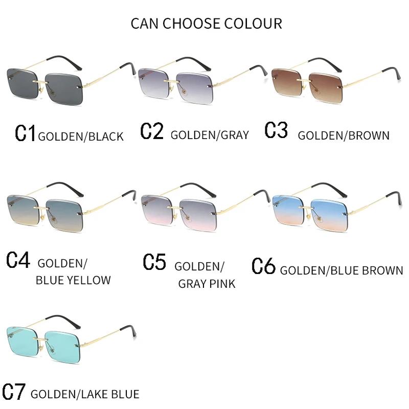 Retro Frameless Sunglasses Women Brand Designer Rimless Gradient Sun Glasses Fashion Shades Cutting Lens Metal Eyewear