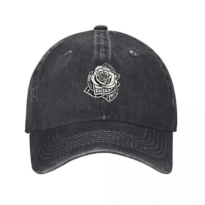 England Rose Embroidered Washed Cotton Baseball Cap Vintage Black Adjustable Hat for Daily Wear  Outdoor Activities