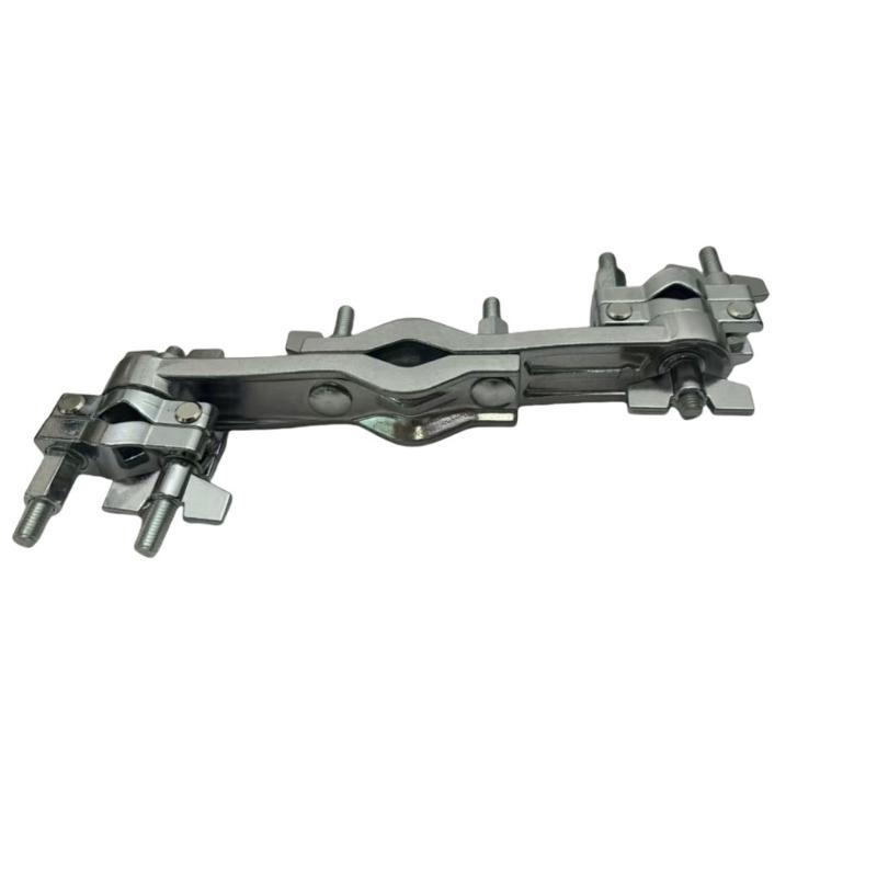 Doppel-Beckenhalterklemme Auslegerarm-Montagehalter Halter Einstellbare Metall Kuhglockenklemme für Schlagzeuger Schlagzeugzubehör