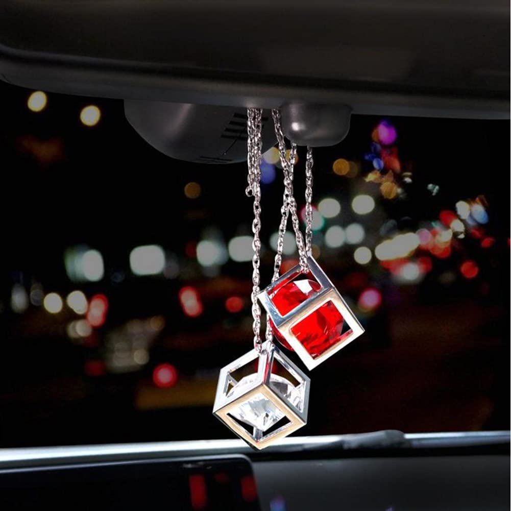 Auto-Rückspiegel Kristall Anhänger Auto-Rückspiegel Stilvoll Kristall Auto-Innenraum Glückliches Auto Weihnachten Set Schmuckstück, Anhänger, Dekoration, Zubehör,