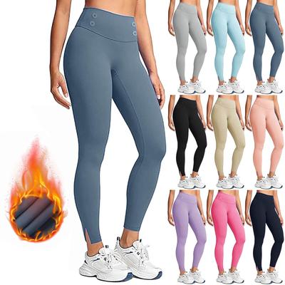 Women's Fashionable Solid Color Warm Pants Leggings Yoga Pants High Waisted Slim Fit Casual Pants