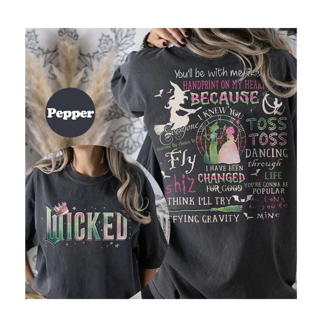 Unisex High Quality Cotton Tees Wicked for Good T Shirts Defy Gravity Broomstick Magic Top Wand Wizard Movie Fan Loose Tshirts