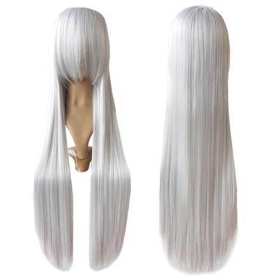 Parrucca piena per capelli lunghi lisci bianchi da donna alla moda, parrucca anime per feste cosplay, 100 cm