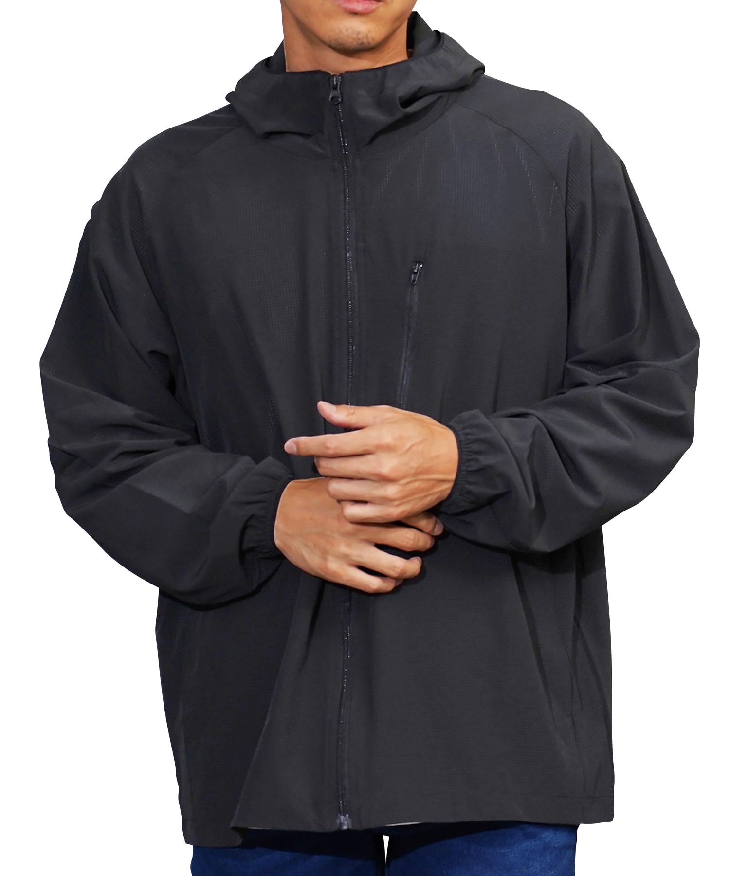 

JIGGYS SHOP Мужская компактная куртка-анорак Размер Ветрозащитная толстовка со стойкой Легкая верхняя одежда для улицы и дождя Идеально подходит для весны и и Легко чёрный