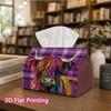 1pc, 2d Flat Printing, Tissue Box Colorful Highland Cow Pattern Printed Tissue Box, Suitable for Bathrooms, Living Rooms, Bedrooms, Dressing Tables, C