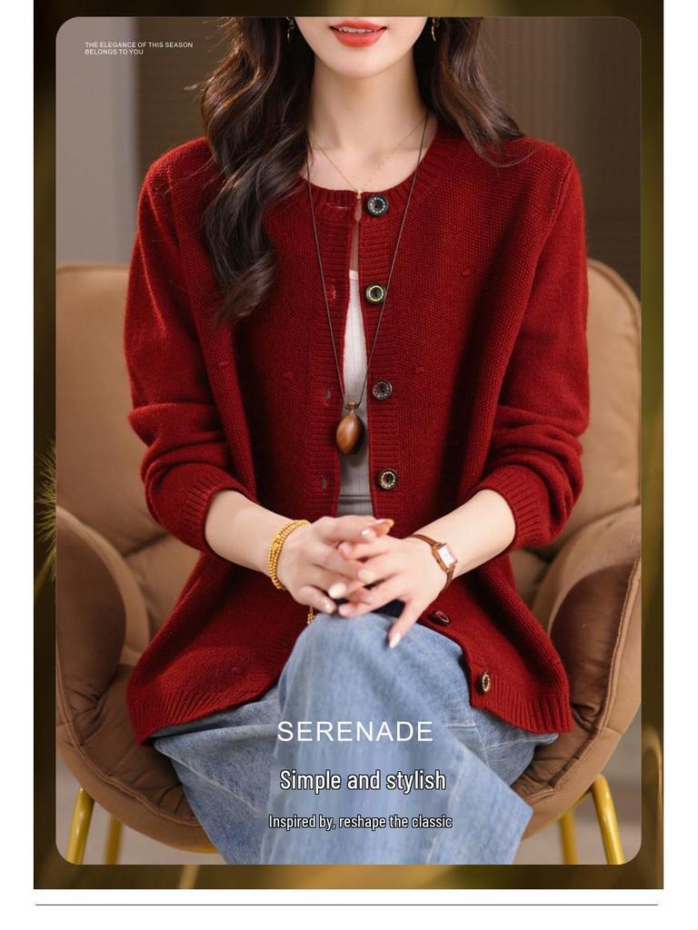 Plus Size Loose Slimming Sweater Coat - 2025 Autumn Fashionable Knitted Cardigan