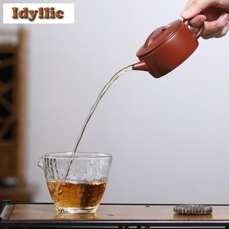 130ml Retro Yixing Purple Clay Teapots Handmade Large Caliber Pot Raw Ore Zhu Mud Kettle With Filter Chinese Zisha Tea Set Gift