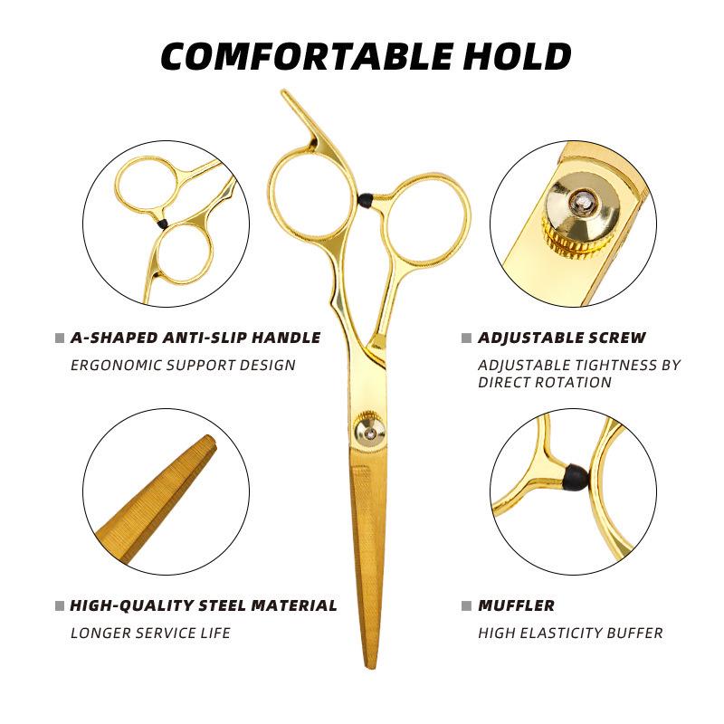 Professional Gold Hairdressing Scissors - Straight & Thinning Shears for Bangs