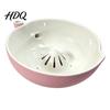 Ceramic Serving Bowl for Grapes Berry Washing Bowl Raised Center Drainage Hole Fruit Rinse Small Herbs Self-Spinning Colander Kitchen Countertop