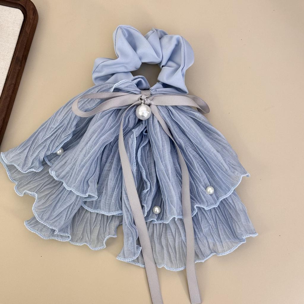 Set Scrunchie Hair Elastic Tie Bands for Girl Women Accessories Korean Rubber Bow Pearl  Fairy Vintage Designer Hoop Fashion
