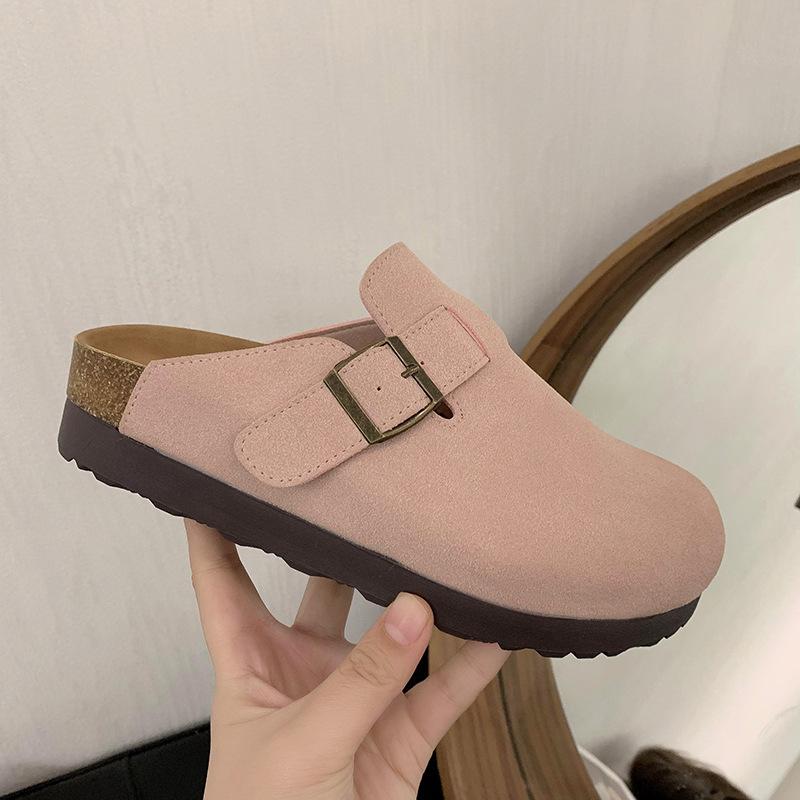 Zhike~ Platform-soled Boken shoes women's spring 2025 new baotou half slippers outer wear height-increasing muffin shoes