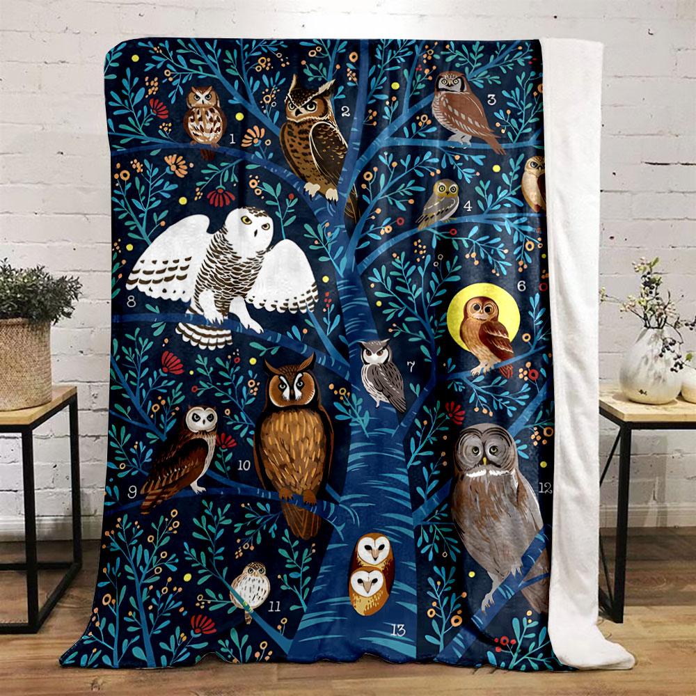Eule Baum Muster Decke Schlafzimmer Decke für Wohnzimmer Sofa Mittagspause Weicher Überwurf für Freund Festival Geschenk