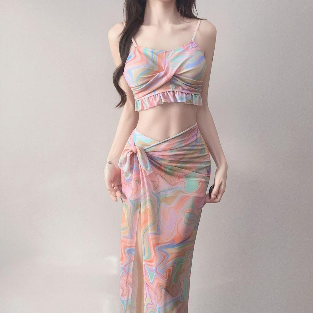2026 New Women's Three-Piece Bikini Set - Trendy Vacation and Hot Spring Swimwear.