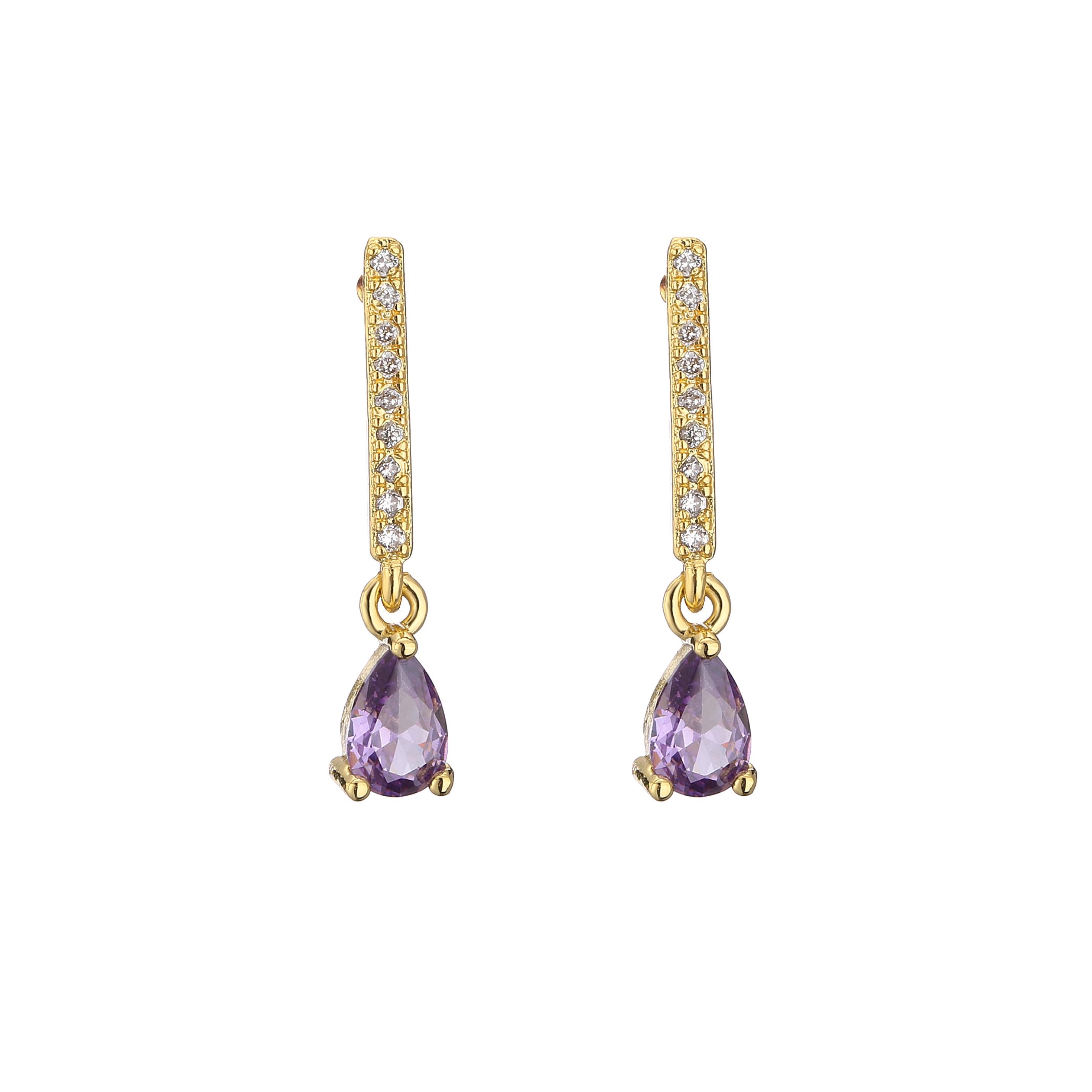 

HECHENG,Luxury Colorful Zircon Earrings, Waterdrop Pendant Hoop Ear Studs For Women Jewerly,Wholesale Other фіолетовий