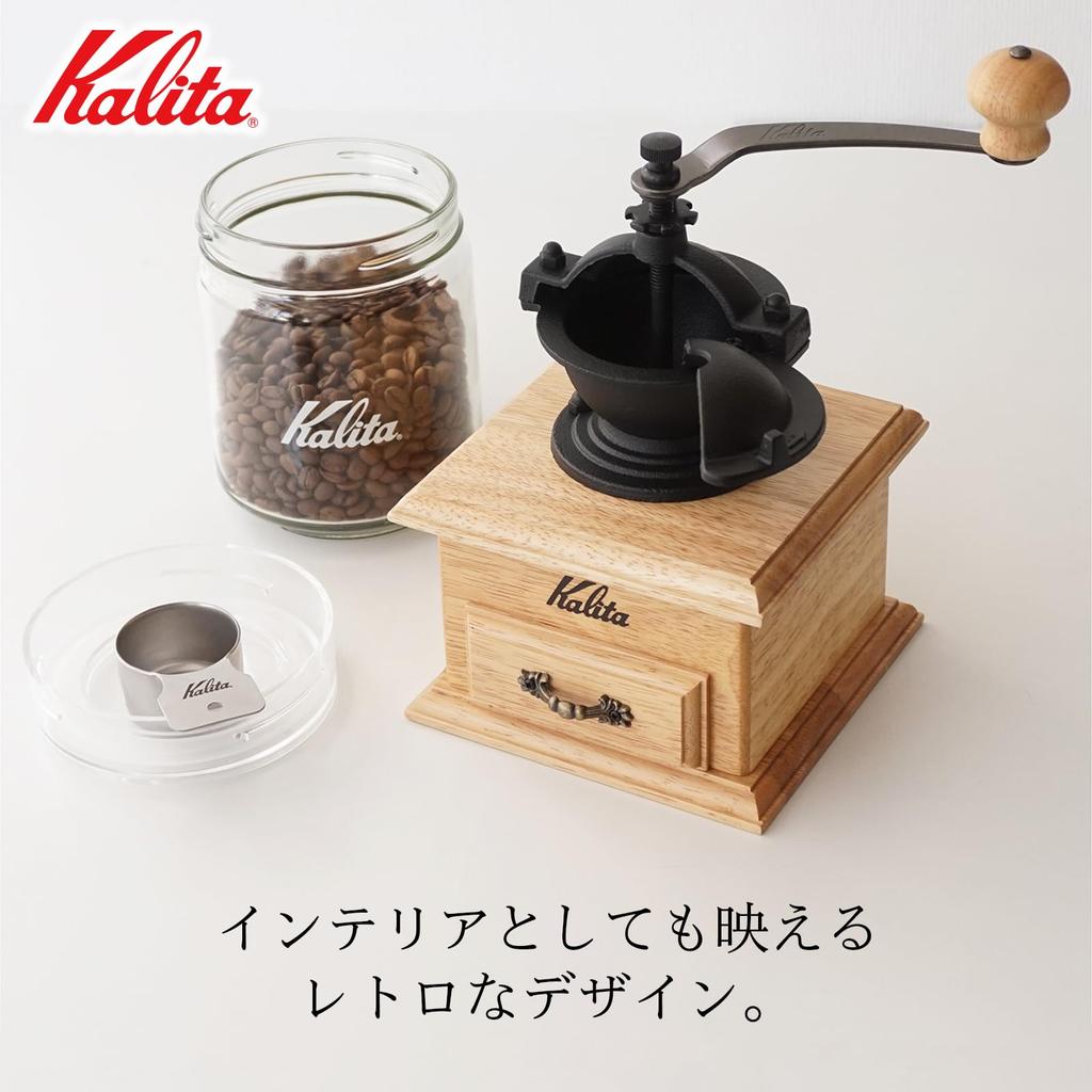 Kalita Coffee Mill Wooden Aluminum Cutter Classic Mill NA Natural Coarseness Adjustable Coffee Mill Grinder Hand Mill Manual Coffee Beginner Small