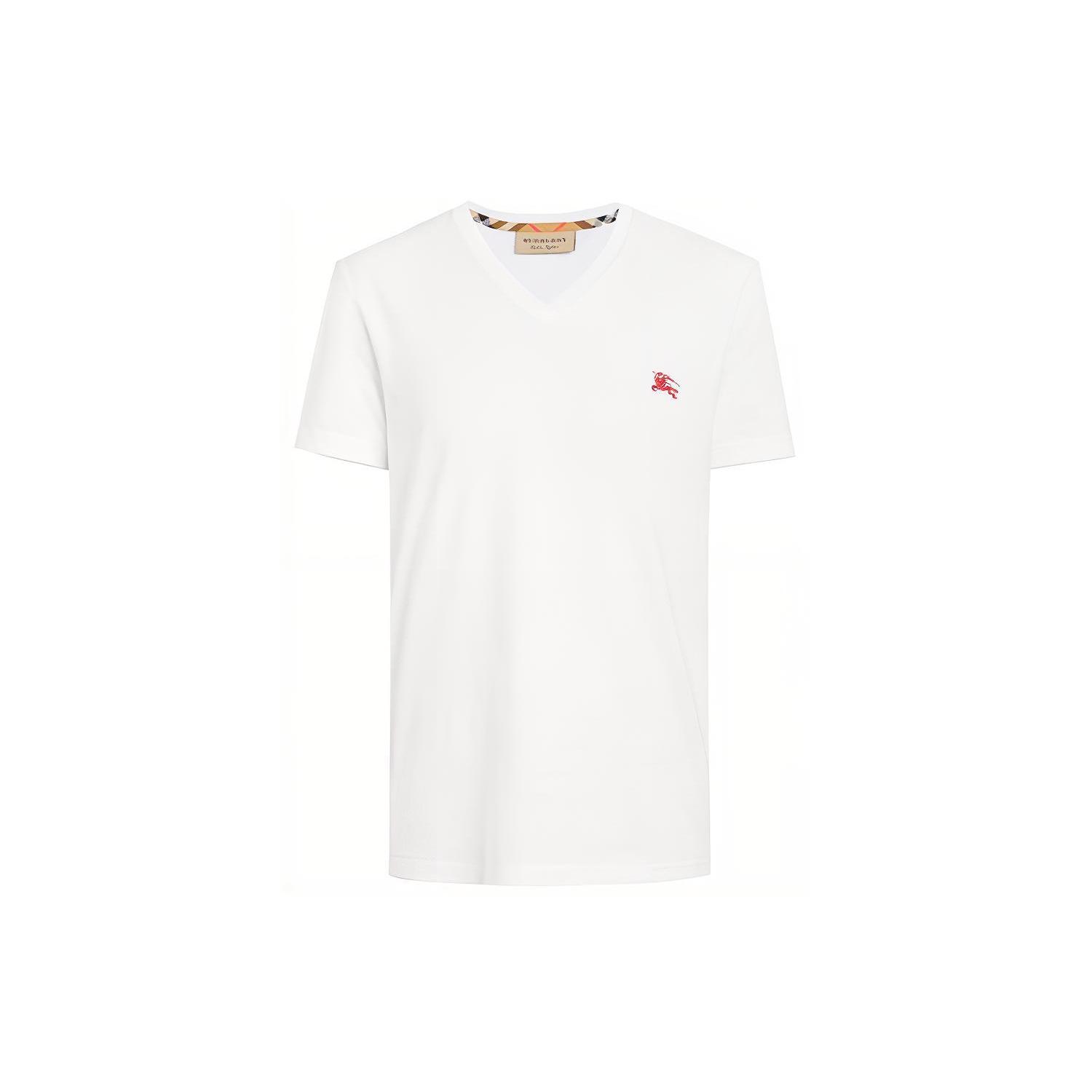 Burberry T-Shirts Men`s White V-neck Moderate