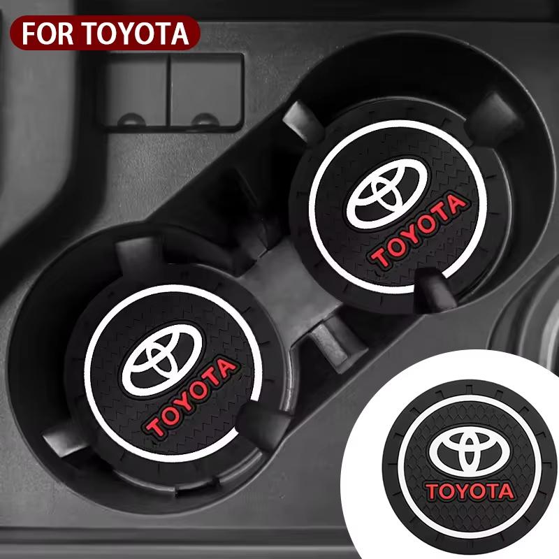 Toyota Car Cup Holder Coasters 2Pack, Anti-Slip Silicone Waterproof Auto Cup Mat, Universal Car Interior Accessories for Toyota