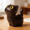 Wooden Cat Sculpture Cat Statue Decoration Handcrafted Black Cat Sculpture Rustic Mini Cartoon Figurine Cute Wooden for Home