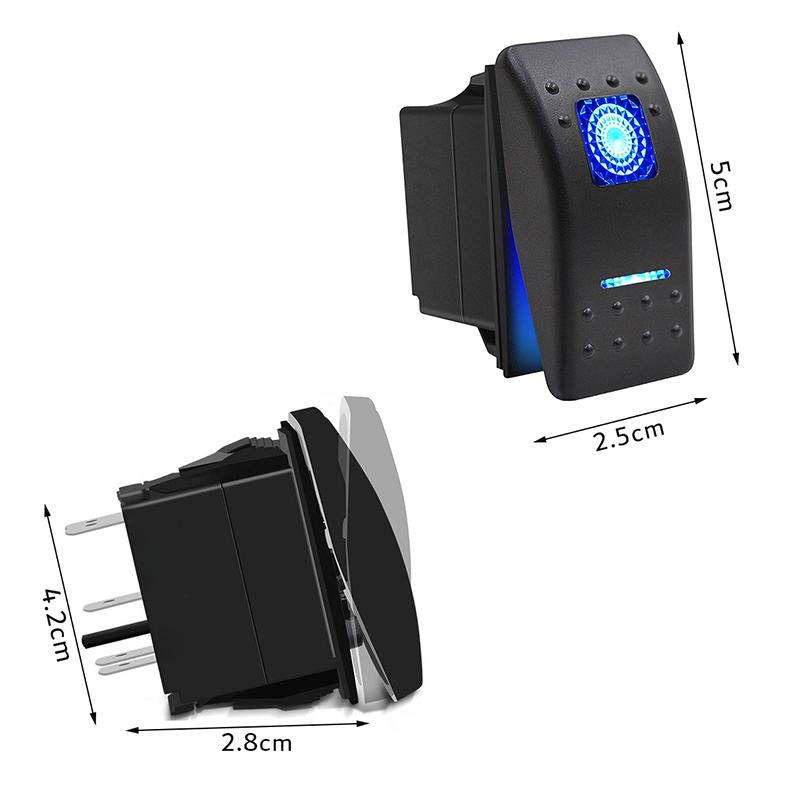 12V 24V Vodotěsný Námořní Lodní Kolébkový Přepínač Páčkový 5 Pin SPST Zapnuto-Vypnuto Přepínač 12V/20A 24V/10A s LED Světlem pro Auto Nákladní Auto Námořní