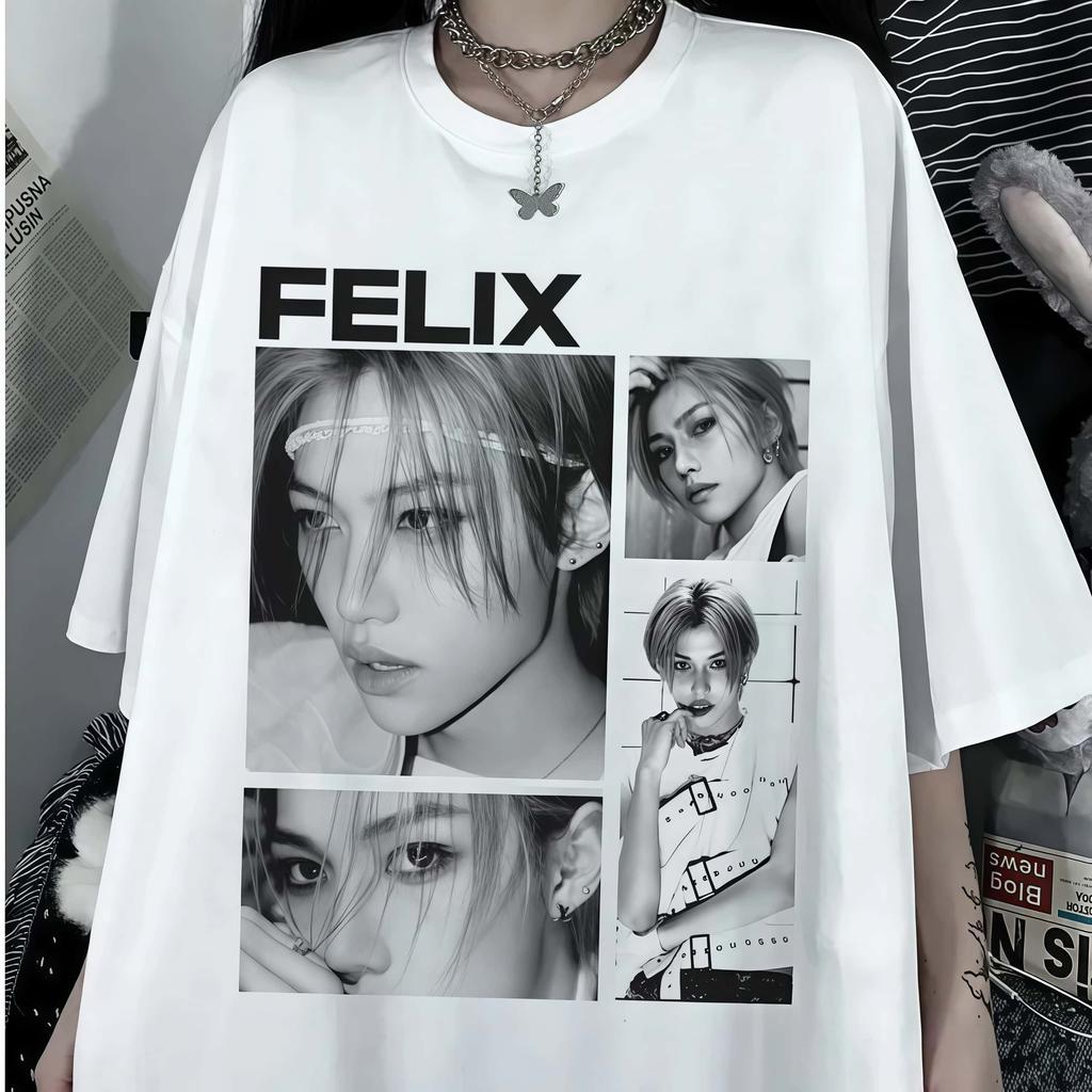 Stay Kid Kpop Design T-shirt Graphique Manches Courtes Unisexe T-shirt d'Été 2026 Nouveau Unisexe Unisexe 100% Coton T-shirt Street Wear Y2K