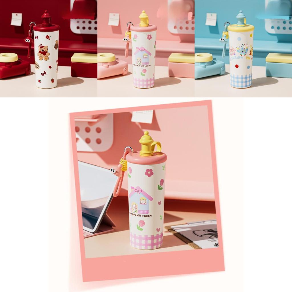Cartoon Stainless Steel Insulated Bottle With Carry Handle For Travel And Gifts