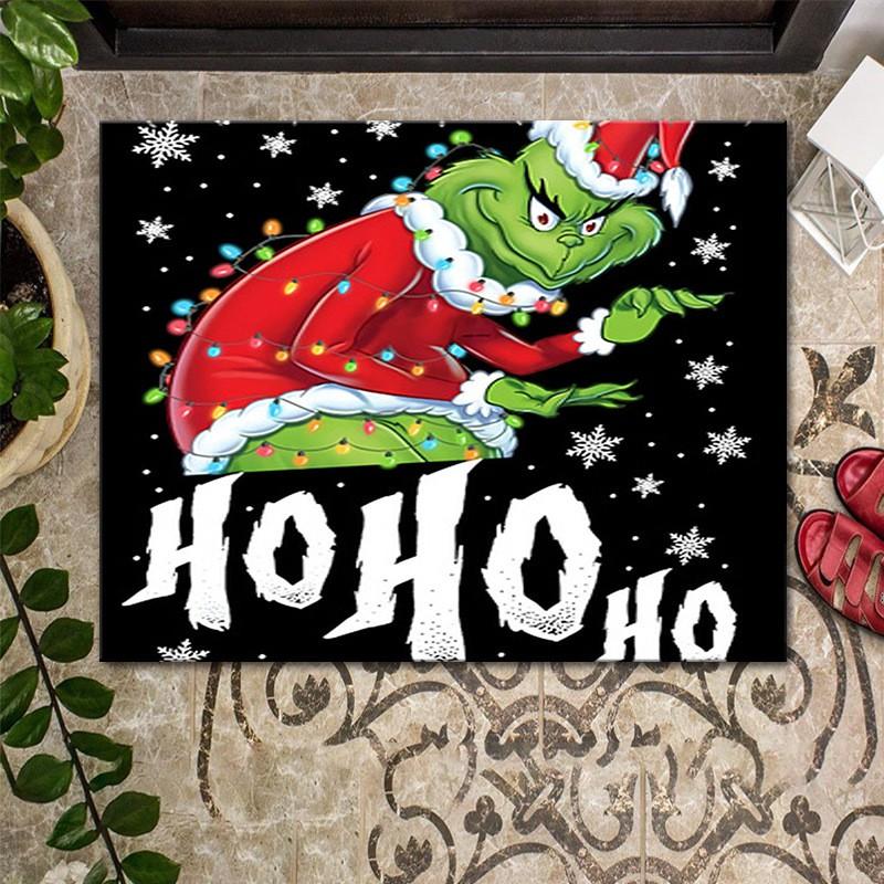 Grinch Christmas Doormat Non-Slip Floor Mat Entryway Hallway Living Room Holiday Decor Square Washable Rug