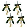 Christmas Tree Decoration Set of 4 Bowknot Bells Ornament with Pinecones, Foliage, Gilded Leaves, and Hanging Cord