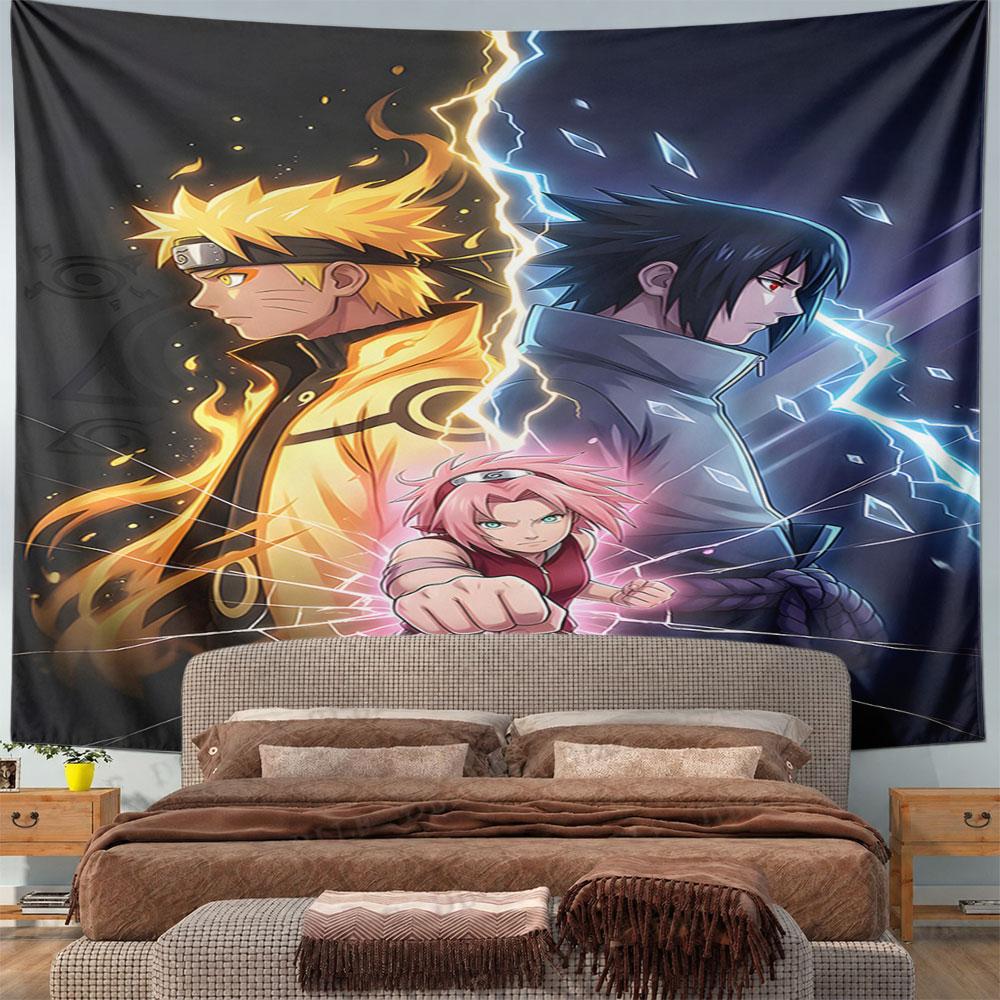 Epic Ninja Trio Clash Artwork Pattern Wall Hanging Tapestry Decorative Tapestry Home Decor for Bedroom and Living Room