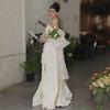 Mermaid Wedding Evening Bride Overseas S M [Fiveen] Dress, White, Simple, Long, Wedding, Pre-wedding, Off-the-shoulder, Dress, After-party, Dress,