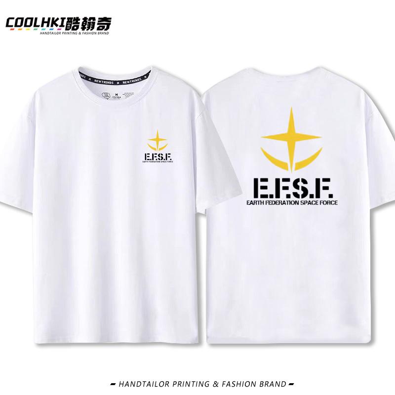 Anime Mobile Suit Gundam EFF Earth Federation Army Anaheim Company Peripheral Cotton Short Sleeve T-Shirt Men's