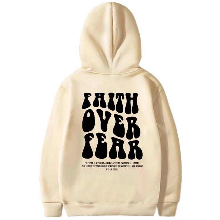 Faith Over Fear Christelijke Hoodie voor Dames Jezus Pullover Religieus Grafisch Sweatshirt Esthetische Top