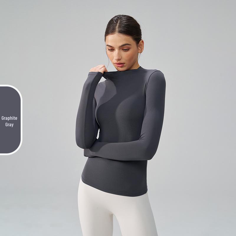 Autumn/Winter Versatile Round Neck Base Layer Sport Top - High Elasticity, Breathable Yoga Fitness Long Sleeve