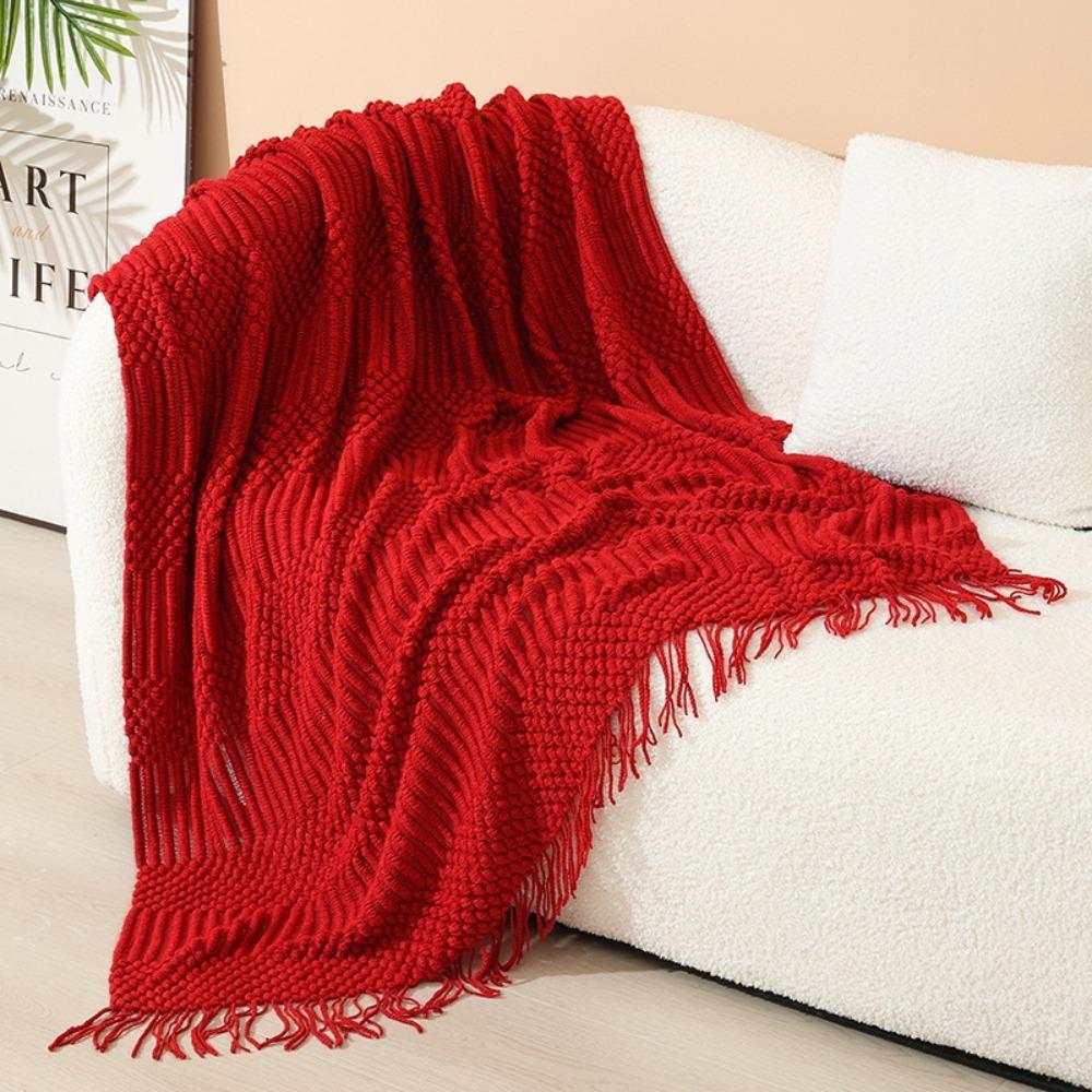 Atmungsaktive nordische Strickdecke Hautfreundliche Nickerchen-Decke Universelle Sofa-Karodecke Hotel