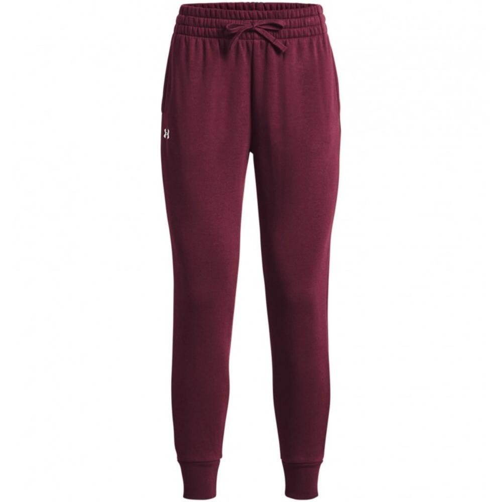 Under Armour Solid Color Lace-Up Logo Tapered Knit Sports Pants Women Pants Burgundy 1379438-600