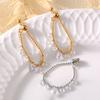 Crystal Pendant Stainless Steel Beads Ring For Women 18K Gold Plated Waterproof Adjustable Women's Rings Luxury Designer Jewelry