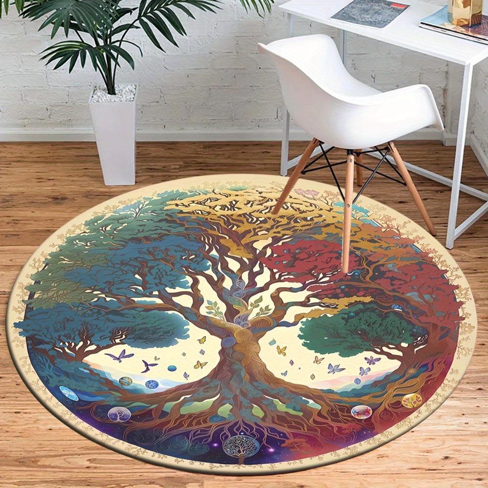 

1pc Retro 3382637252 Pattern Round Floor Mat, Non-slip for Living Room Bedroom Chair Carpets Home Decor Gifts, Home Decor Room Decor Outdoor 80cm by 80cm