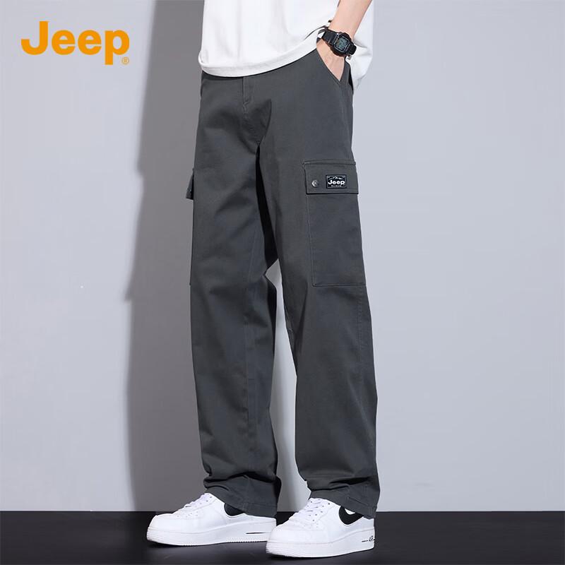 Jeep Men's 2025 Autumn/Winter Loose Straight-Leg Cotton Cargo Casual Pants