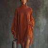 New Temperament Loose Fringed Long-Sleeved Corduroy Dress