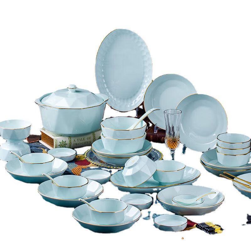Light Luxury Jingdezhen Ceramic Gold-Rimmed Dinnerware Set